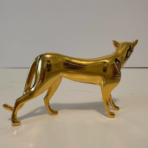 THE FRANKLIN MINT curio cabinet cats collection "Art Deco" Brass Cat -VINTAGE - Picture 5 of 9